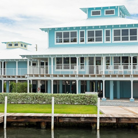 a boat sitting on top of a building