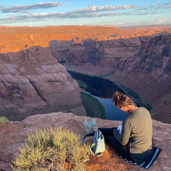 a canyon with a mountain in the background