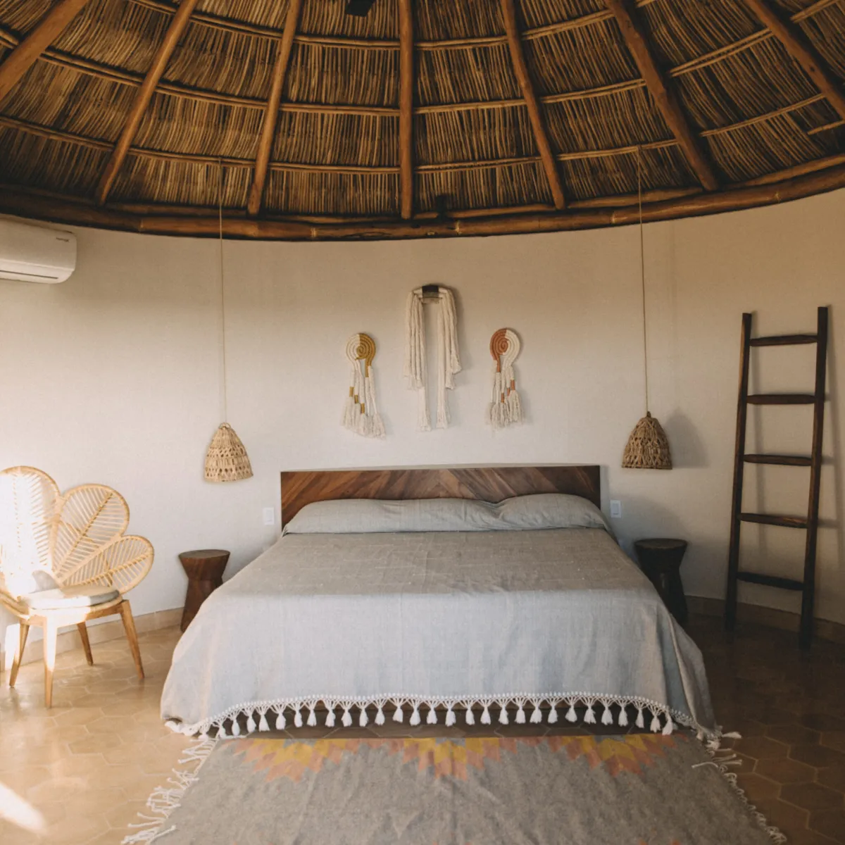 a large bed in a room