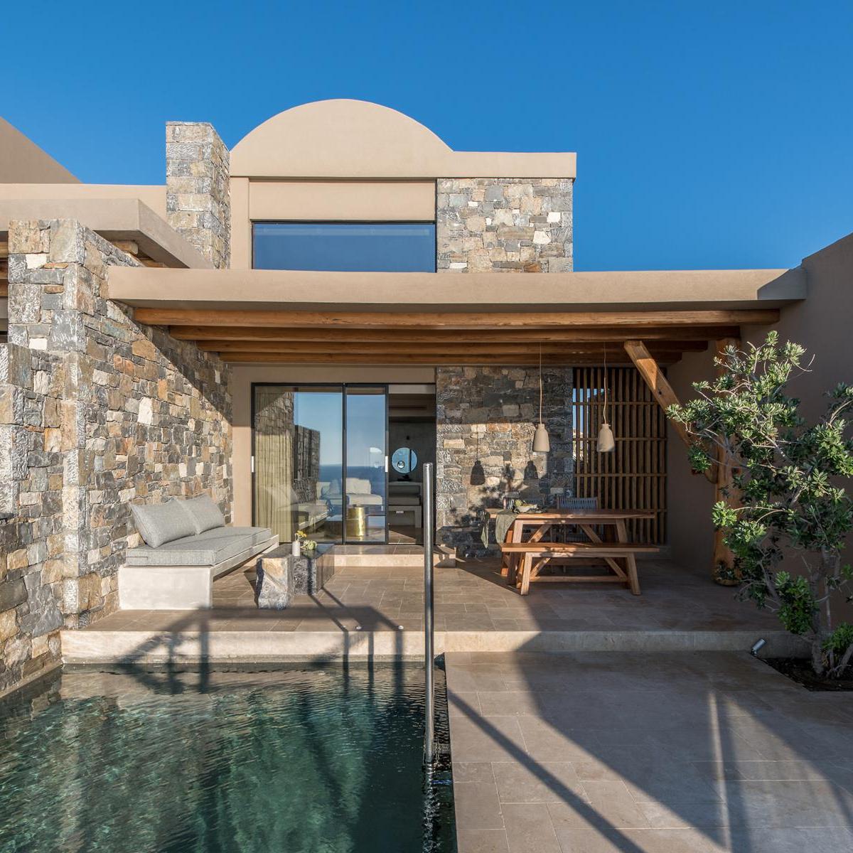 a bench in front of a building