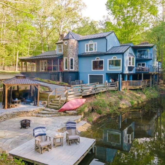 a small house in a garden