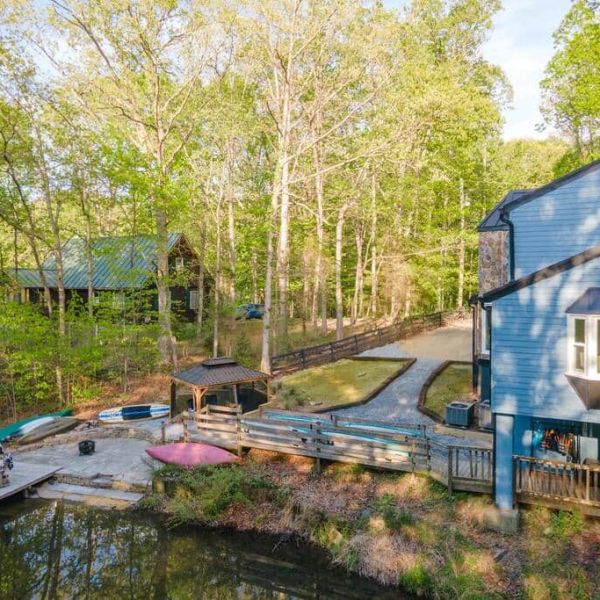 a house with trees in the background
